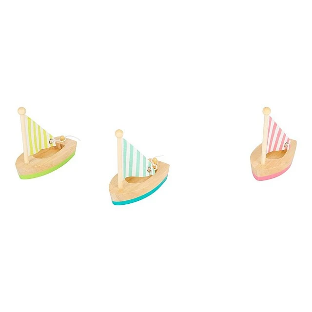 Small Foot wooden sailing boat water toy, 3 pieces