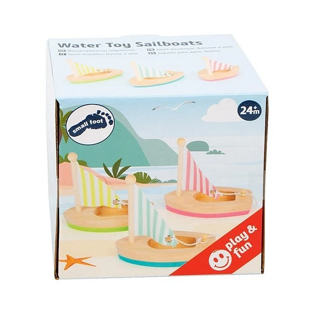 Small Foot wooden sailing boat water toy, 3 pieces