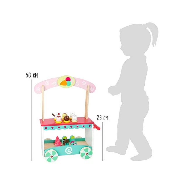Small Foot wooden ice cream cart, 32 x 20 x 50 cm