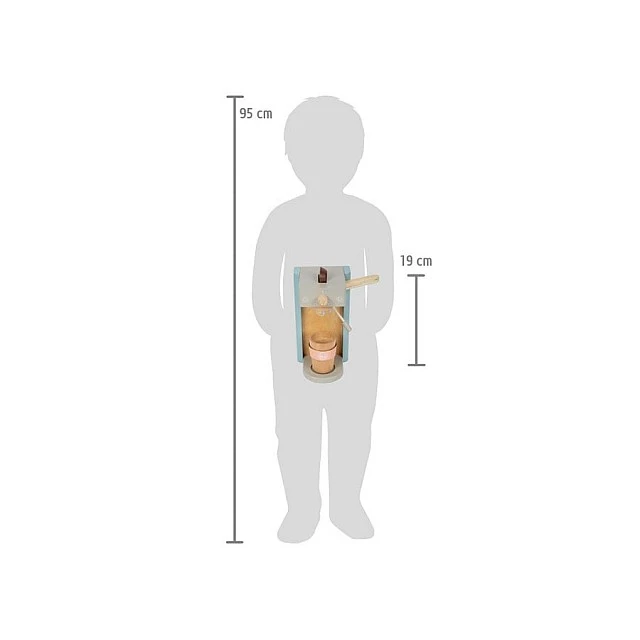 Small Foot Кафе машина Tasty, с аксесоари, дървена, 16 х 11 х 19 cm