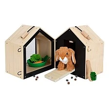 Small Foot rabbit hutch with enclosure, 28 x 24 x 24 cm