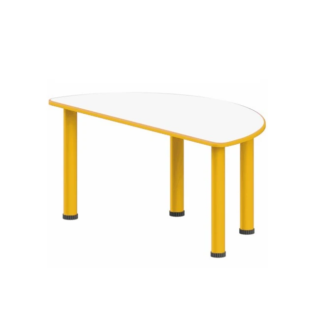 RFG Children's table, semicircular, 1200 x 600 x 540 mm, white top, yellow metal