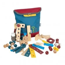 Small Foot Tool Set, in a Backpack, Wooden, for Children