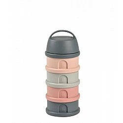 4-piece container for formula powder and snacks, grey/pink