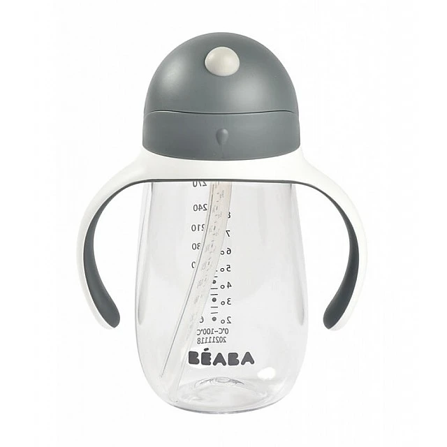 Spill-proof cup with straw 300 ml, gray