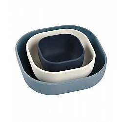 Комплект за хранене от 3 силиконови купи, night blue/ cotton/ balticblue