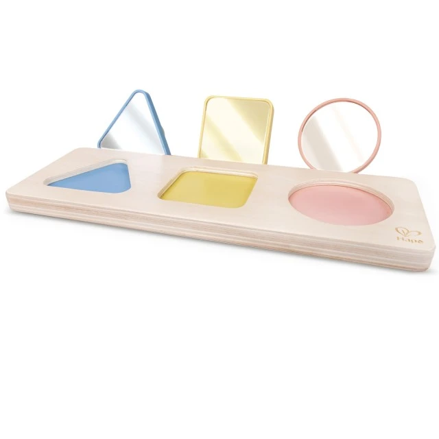 Montessori Educational Sensory Toy, Hape, Mirror Shapes, 24.6 x 6 x 8.8 cm