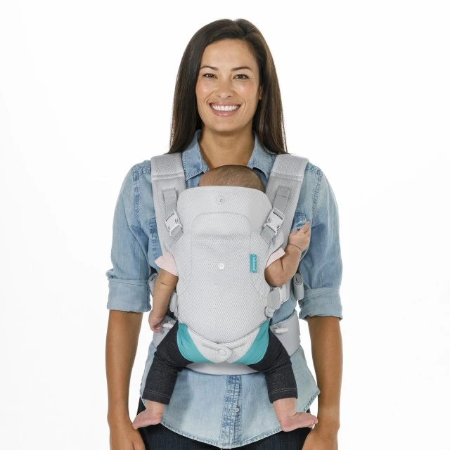 Ergonomic baby carrier, Infantino, Flip 4 in 1, With breathable fabric, Light gray, from 3.6 to 14.5 kg.