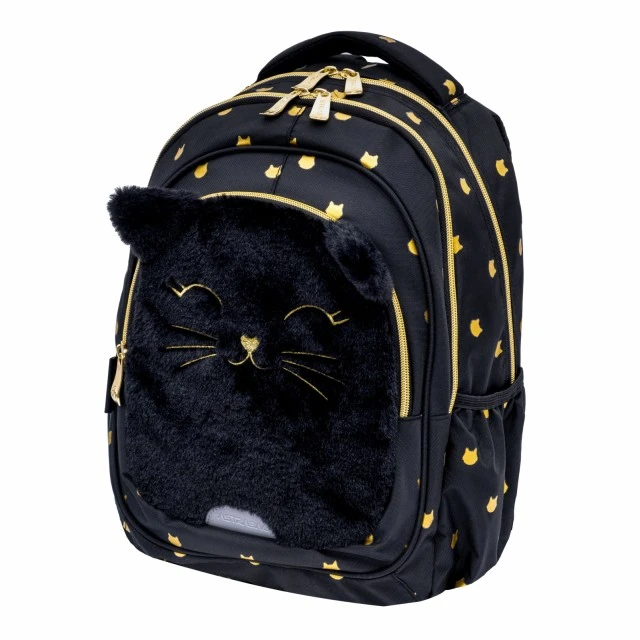School backpack, Astra, Fluffy black kitten, AB330, 39 x 28 x 15 cm