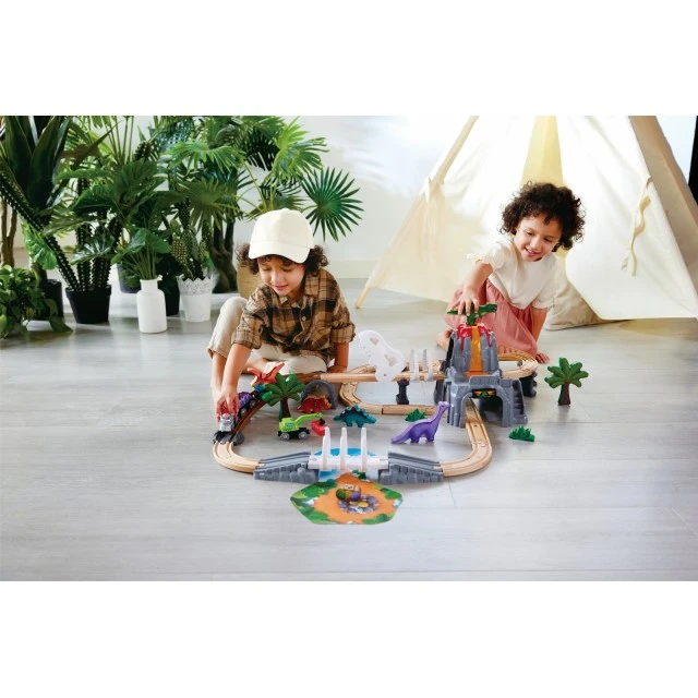 Wooden adventure set, Hape, Dino, 61 pieces