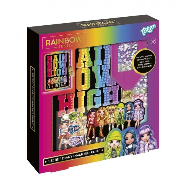 Комплект таен дневник, Totum, Rainbow high, Рисуване с диаманти, 6 части