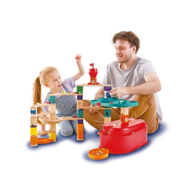 Комплект дървена писта с топчета, Hape Quadrilla, 90 части