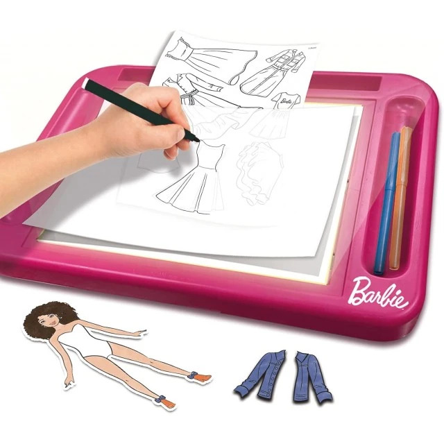 Creative set, Lisciani, Barbie, Drawing school with light board, Fashion studio with Barbie doll included