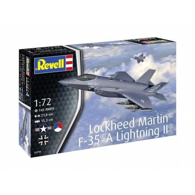 Assembly model, Revell, Lockheed Martin F-35 A Lightning II fighter jet, 143 parts