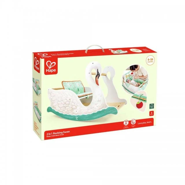 Wooden rocker 2-in-1 Hape, swan, 82.4 x 50.4 x 38.4 cm