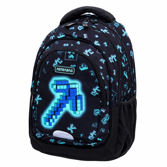 School backpack, Astra, Dark Pixel, AB330, 39 x 28 x 15 cm