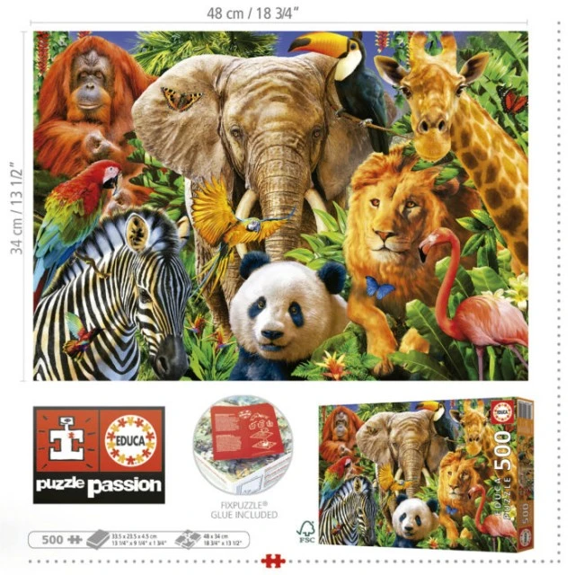 Puzzle, Educa, Wild animals, 500 pieces
