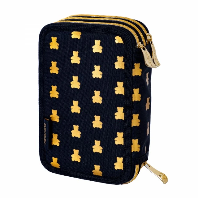 Троен несесер с аксесоари ASTRABAG Златни мечета, АC31, 20,5 х 13 х 6 см