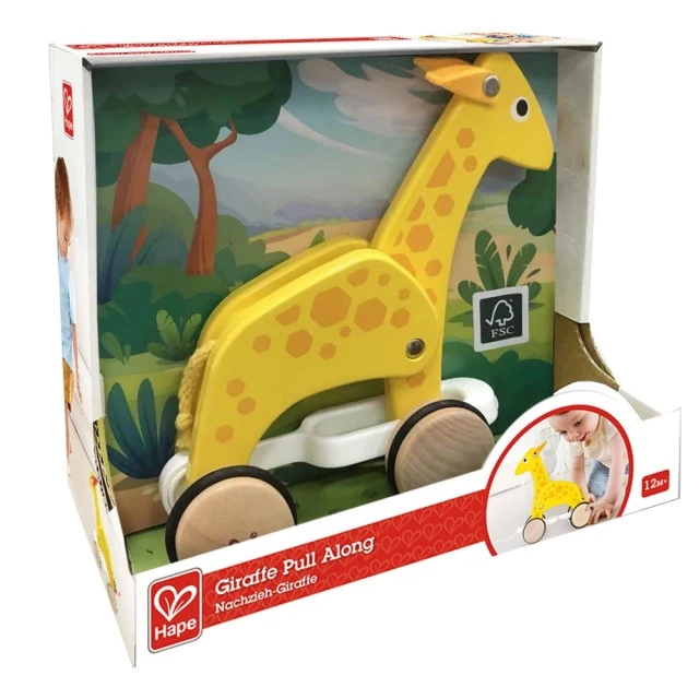 Wooden pull toy, Hape, Giraffe, 24 x 11 x 20 cm