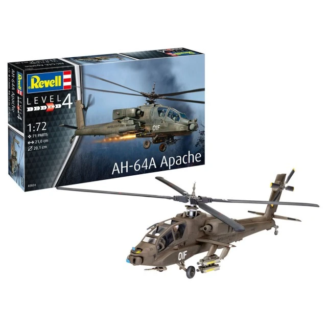 Assembled model Military helicopter AH-64A Apache, 71 parts
