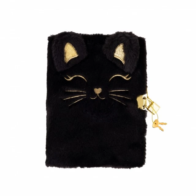 Diary with padlock, Astra, Fluffy black kitten, A5, 19 × 9 × 8 cm