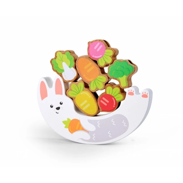 Интерактивна дървена играчка, Hape, Зайче, Баланс и нанизване