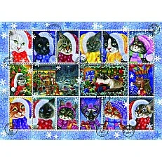 P1103 Коледна котка, колекция от печати - 1000 части