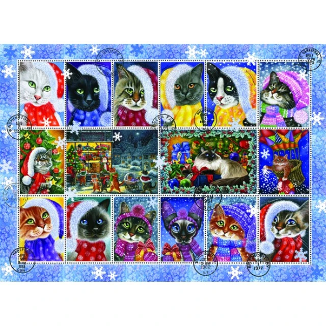 P1103 Christmas Cat, stamp collection - 1000 pieces
