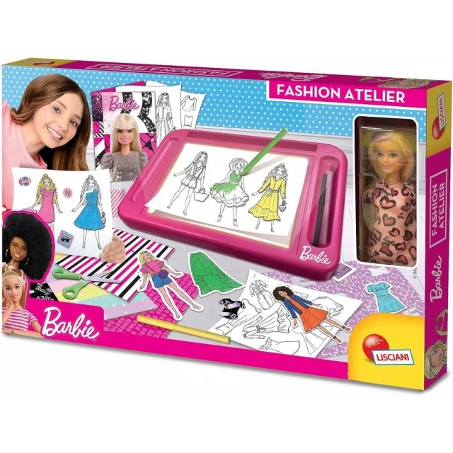 Creative set, Lisciani, Barbie, Drawing school with light board, Fashion studio with Barbie doll included