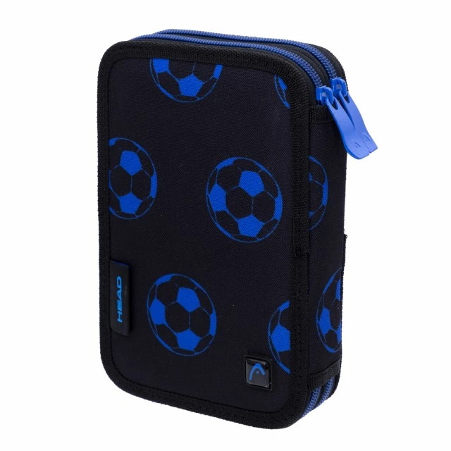 Double vanity case without accessories, Head, Neon blue football, AC2, 20.5 x 13 x 4.5 cm