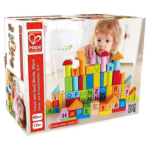 Set of wooden cubes with numbers and letters 80 pieces