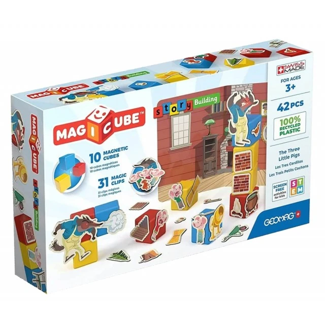 Магнитен конструктор Magicube, Story Building 118, Три малки прасенца, 42 части