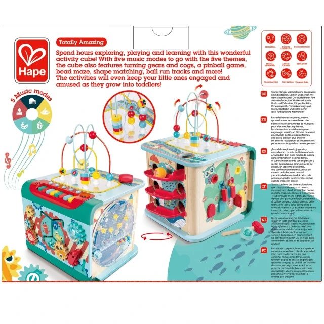 Интерактивна играчка, Hape, Магически музикален куб 4в1