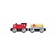 Childrens play set Shelf with wooden trains, 19 parts