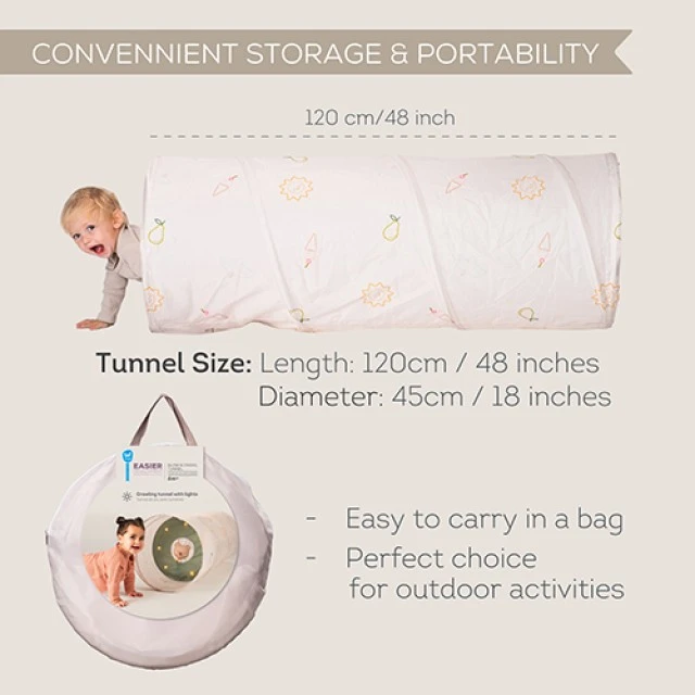 Interactive toy, Taf Toys, Luminous play tunnel, 45 x 120 cm