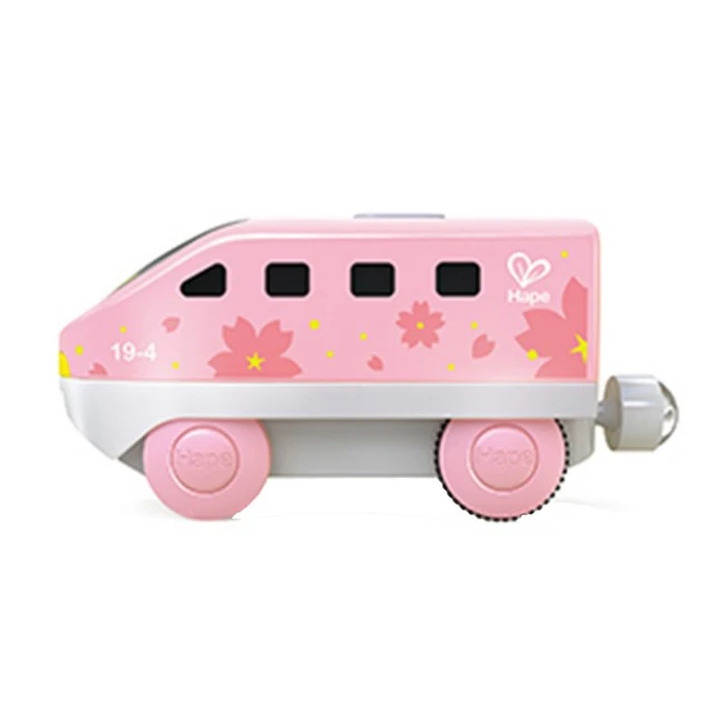 Междуградски локомотив с батерия, Hape, 12 x 4 x 5 см, Розов