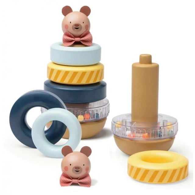 Baby toy, Taf Toys, Tower with rings for stringing, Teddy bear