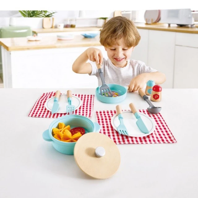 Дървен комплект за игра, Hape, Време за чай, 14 части