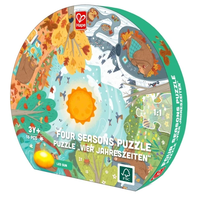 Educational floor puzzle, Hape, Four Seasons, 57.5 cm, 16 pieces