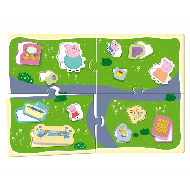 Образователен комплект, Lisciani, Peppa Pig, 3D къща с мебели