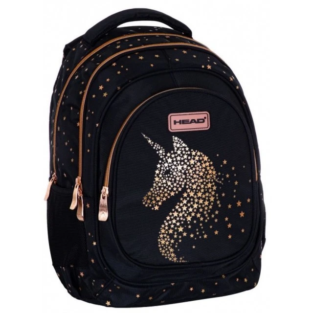 School backpack, Head, Golden Unicorn, 39x28x15cm