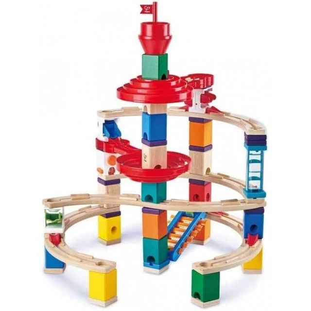 Комплект дървена писта, Hape Quadrilla, Супер спирала, 79 части