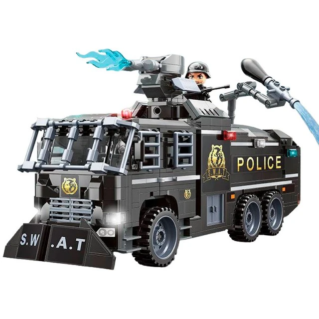 Constructor, Qman, Mine City, Police Truck with Water Cannon, 847 parts