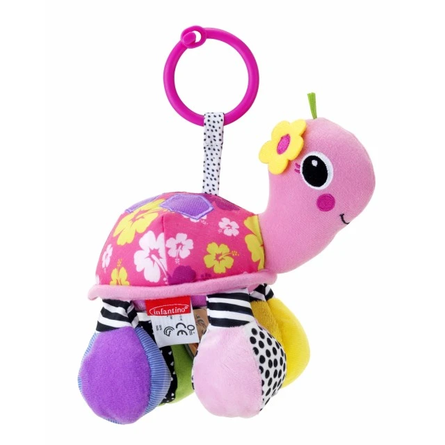 Бебешка мека играчка, Infantino, Розова костенурка с огледало