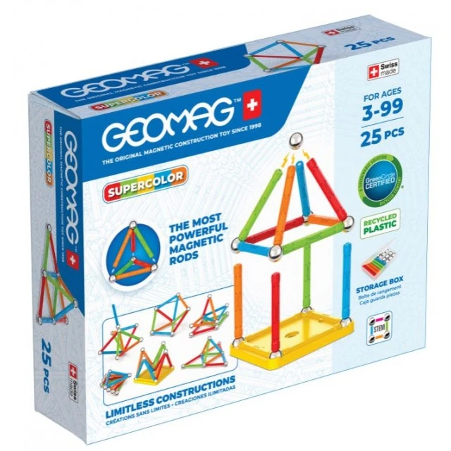 Magnetic constructor, Geomag, Supercolor, 25 pieces