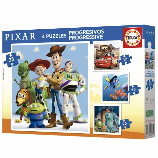 Progressive puzzle, Educa, Disney Pixar, 12-16-20-25 pieces