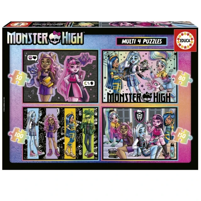 Progressive puzzle Monster High 4 in 1, 50/80/100/150 pieces