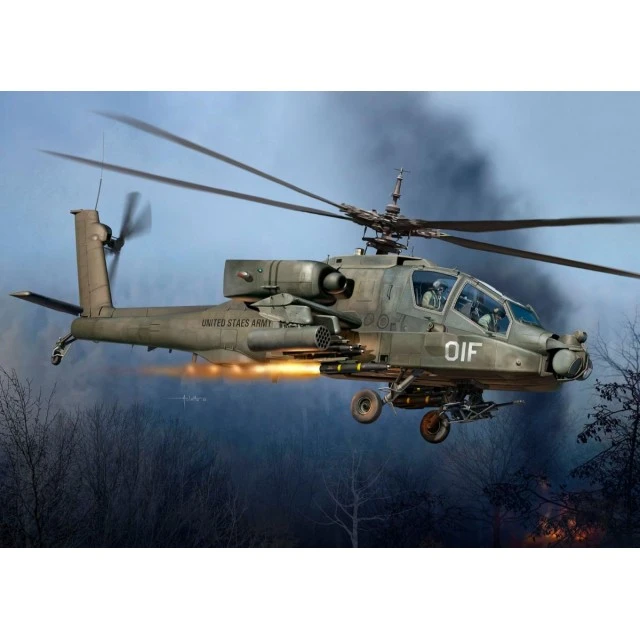 Assembled model Military helicopter AH-64A Apache, 71 parts