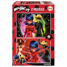 The ladybug and the cat 2 in 1 puzzle, 2 x 48 pieces