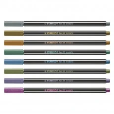 Комплект флумастери, Stabilo, Pen 68 Metallic ST6808/8-11, 8 цвята